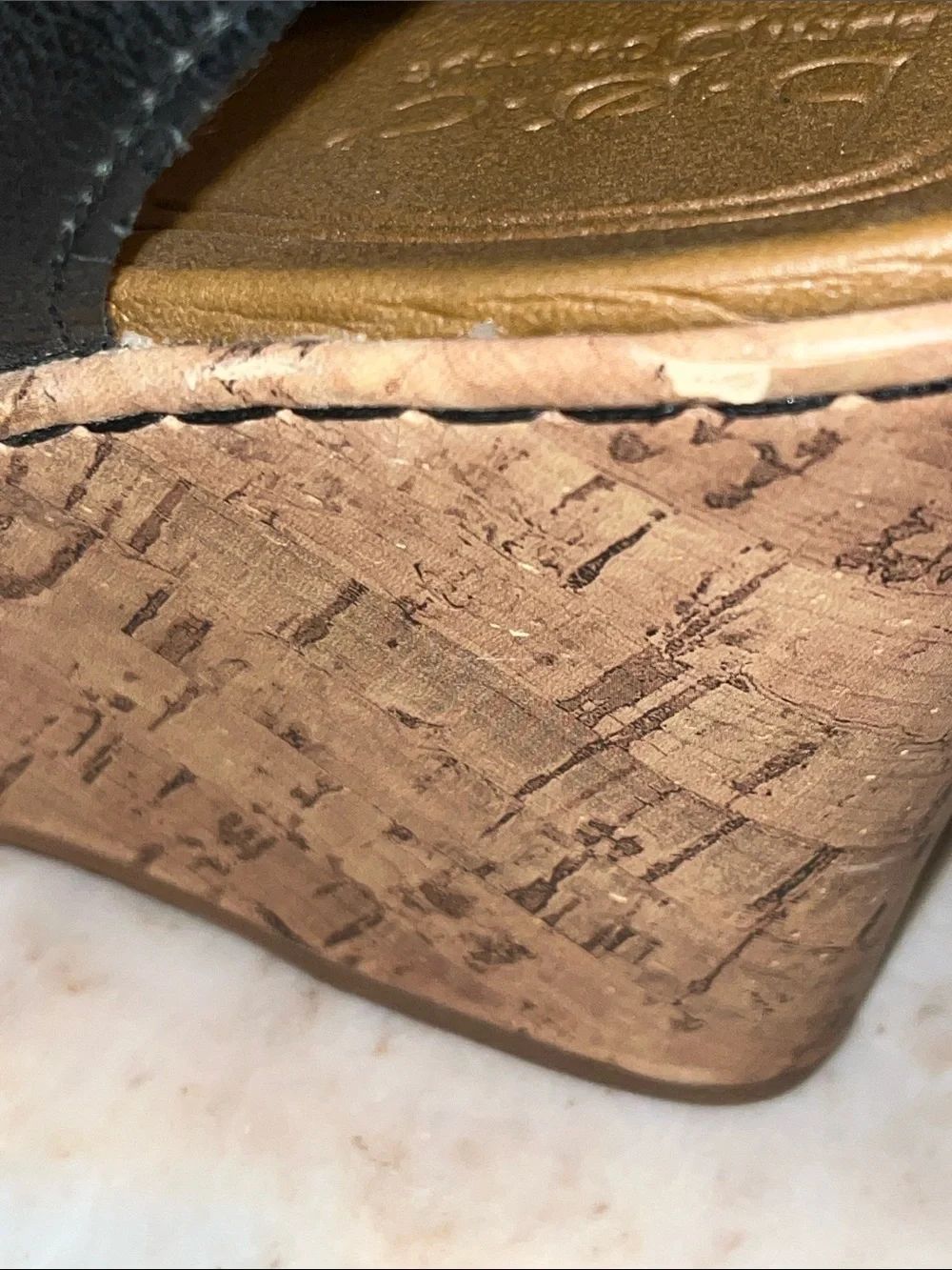 boc Black Strappy Cork Wedge Sandals